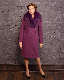 Пальто зимне воротник шаль фиолетовый 5073-15