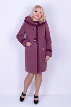 Пальто двухцветное с капюшоном коричневый с карамельнымe