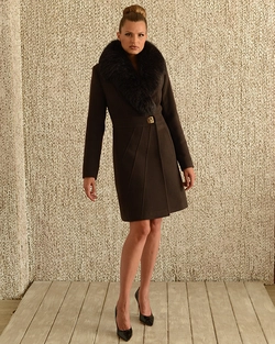 Классическое пальто шаль коричневое 5057