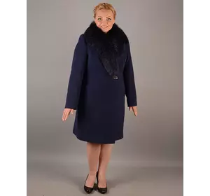 Классическое пальто шаль синее 5057