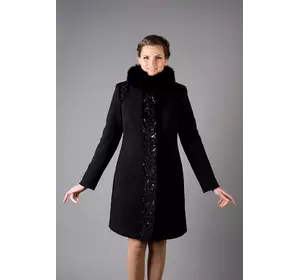 Зимнее пальто паетки черное 5053