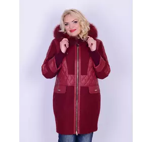 Женская куртка зимняя с вареной шерстью бордо
